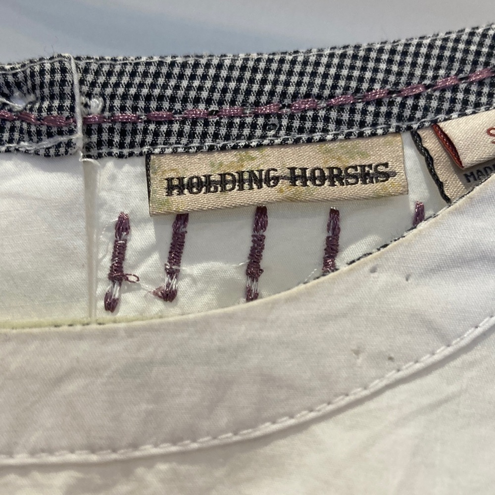 Holding Horses White and Black Gingham Blouse